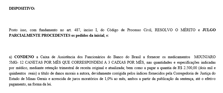 sentença favorável contra plano de saúde,  medicamento mounjaro
